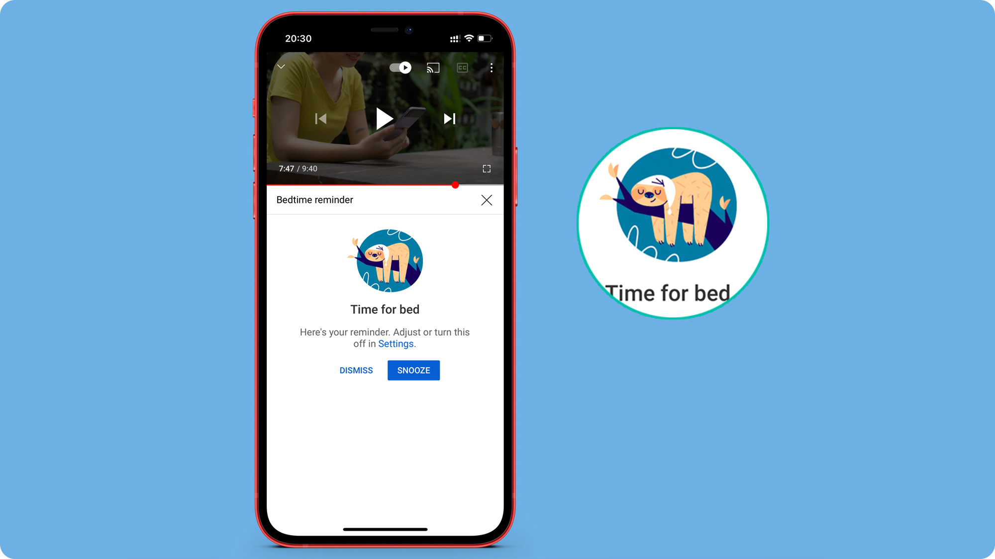 Cách hẹn giờ nhắc nhở đi ngủ trên app YouTube