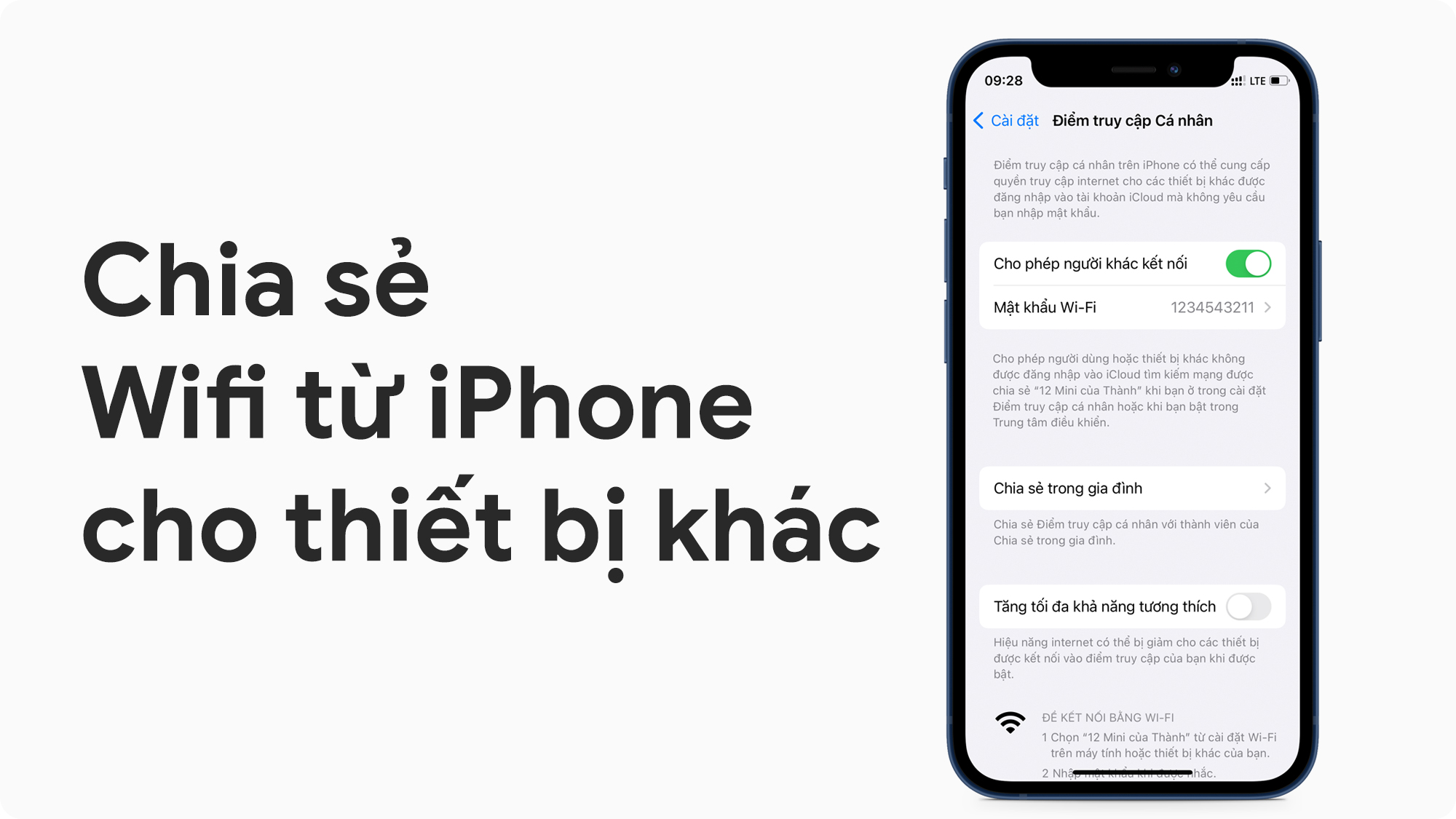Chia sẻ kết nối internet, Wifi của bạn từ iPhone