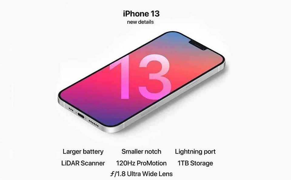 Ảnh render iPhone 13: Notch nhỏ gọn hơn, viền bezel cực mỏng và khung viền vát phẳng