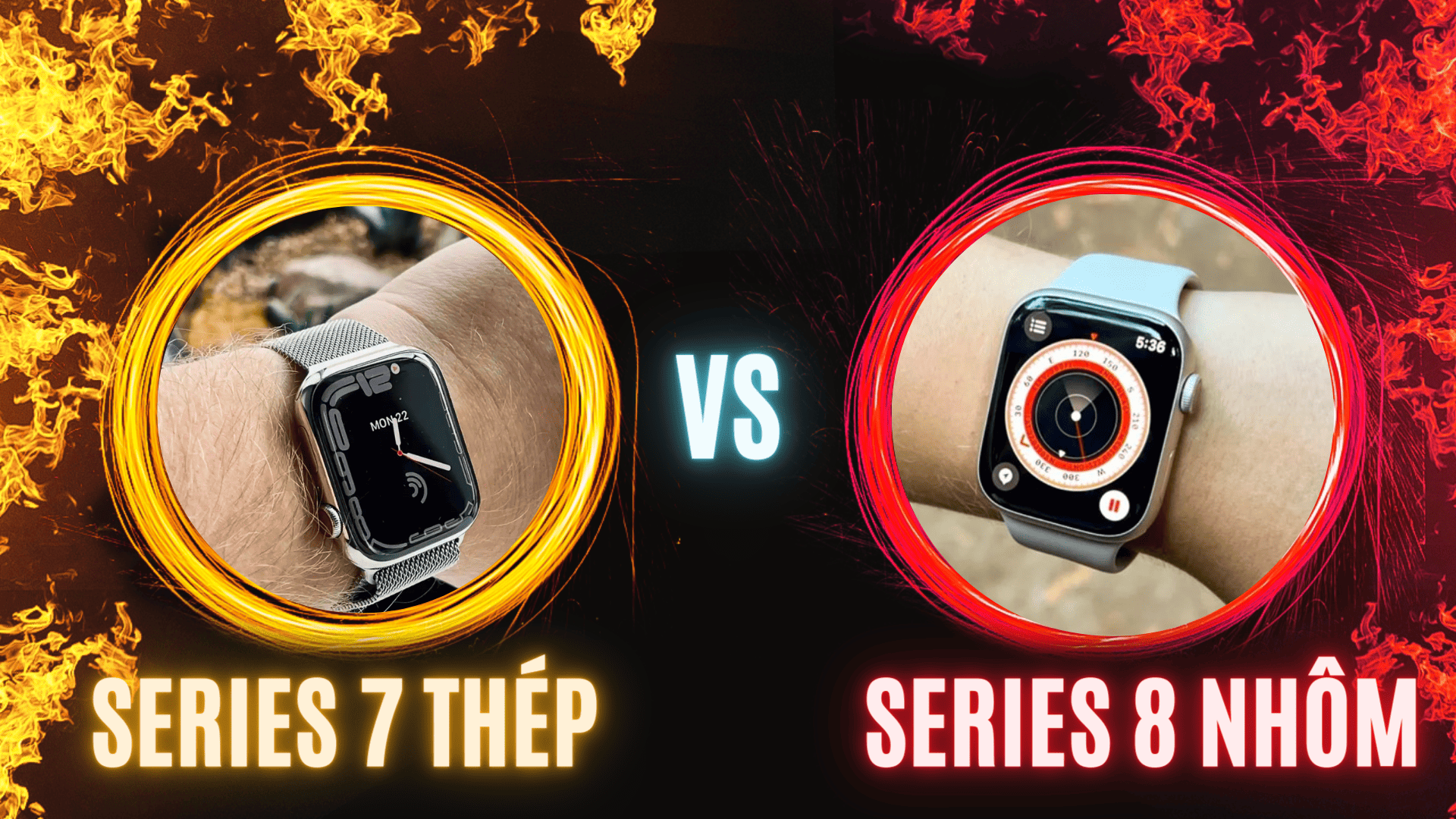 So sánh Apple Watch Series 7 thép với Series 8 nhôm