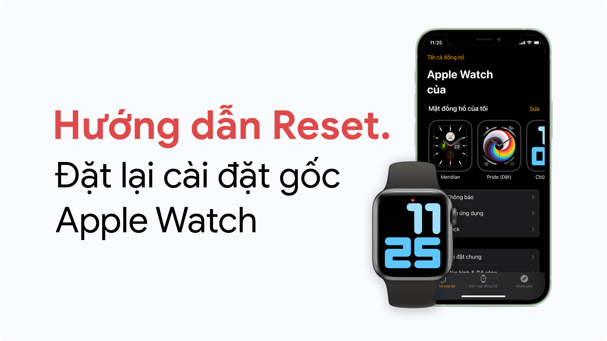 Có lẽ bạn vô tình xoá hoặc mất mật khẩu Apple Watch, nhưng đừng lo lắng. Bạn có thể đặt lại cài đặt gốc để khôi phục lại tất cả cài đặt và dữ liệu mà không bị mất. Hãy xem hình ảnh liên quan để biết cách thực hiện đặt lại cài đặt gốc trên Apple Watch của bạn.