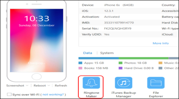 Bấm chọn vào mục Ringtone Maker như bên dưới ảnh
