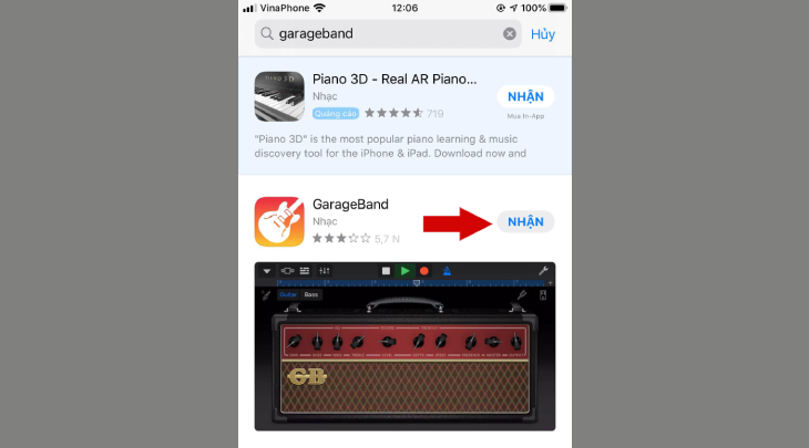 Vào Appstore trên iPhone để tải xuống ứng dụng GarageBand