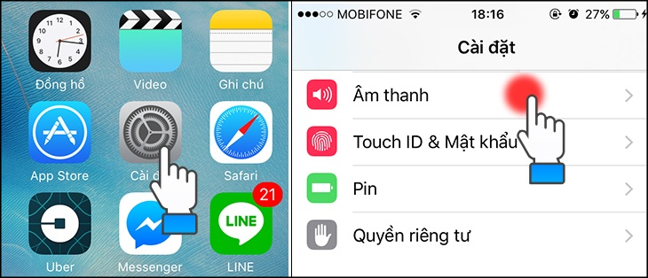 Thực hiện các thao tác cài đặt nhạc chuông trên điện thoại