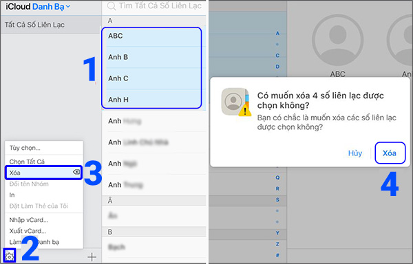 Xóa danh bạ điện thoại bằng ứng dụng iCloud trên máy tính
