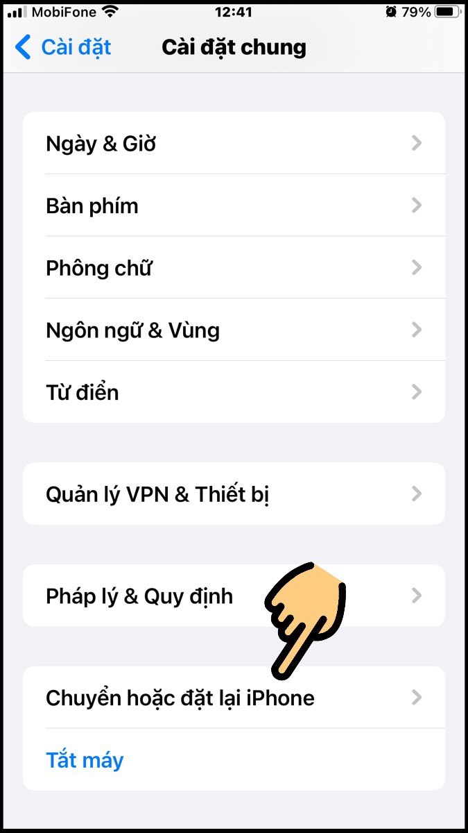 Chuyển hoặc đặt lại iPhone và nhấn vào đó.