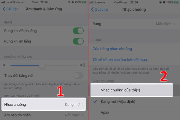 Chọn bản nhạc chuông bạn vừa tải về