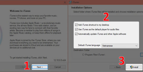 Cài đặt ngôn ngữ tiếng việt cho itunes
