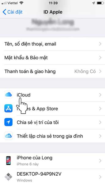 Thao tác mua dung lượng cho icloud trên iphone