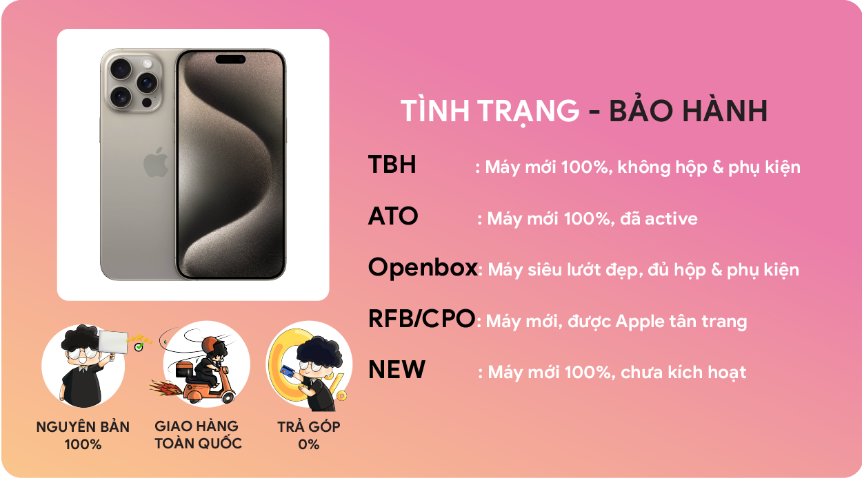 iPhone 15 Pro 256GB giá tốt với nhiều ưu đãi mỗi ngày, góp 0%