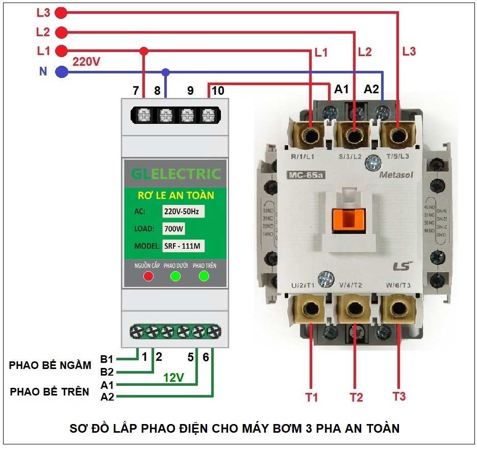 Cách đấu phao điện cho máy bơm 3 pha - Cách đấu phao điện cho máy bơm công suất lớn