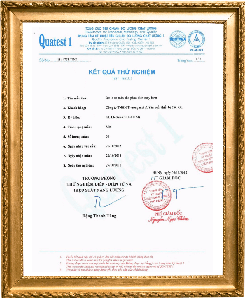 Kết quả thử nghiệm an toàn