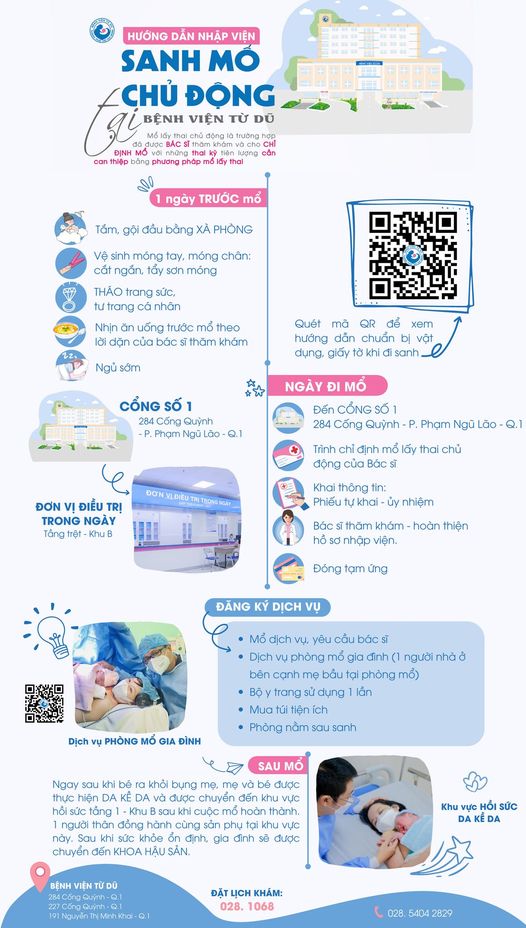 Hướng dẫn nhập viện mổ lấy thai chủ động tại Đơn vị điều trị trong ngày