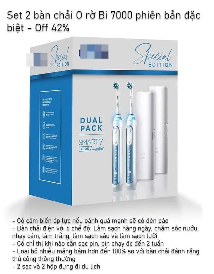 Bàn chải đánh răng điện Oral-B Pro 7000 SmartSeries