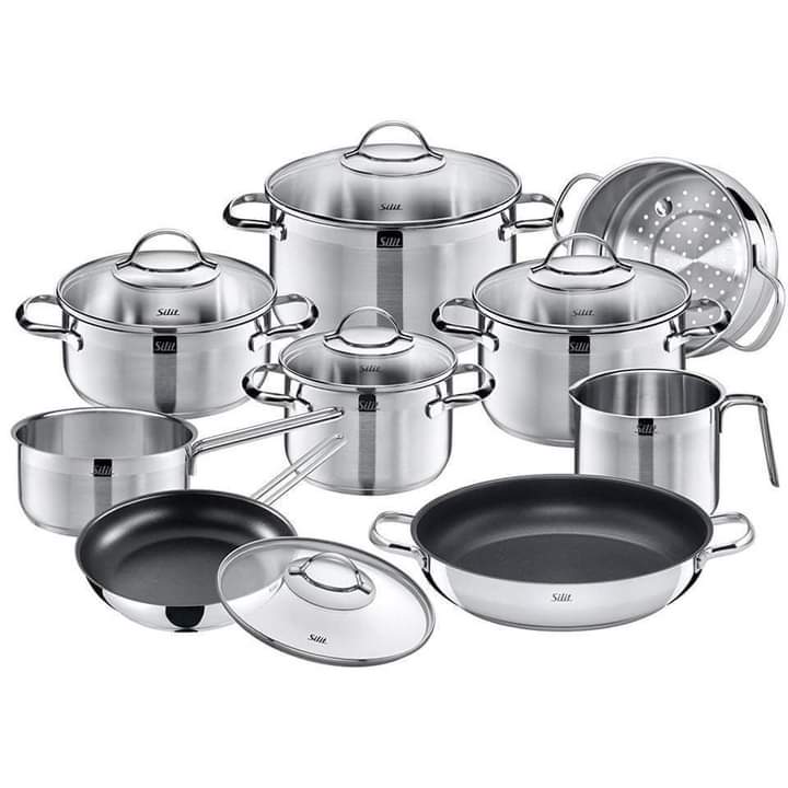 Bộ nồi, chảo, xửng 10 món Silit Achat