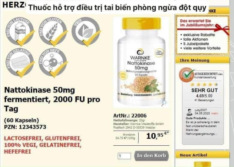 Viên nang Nattokinase Warnke 50mg