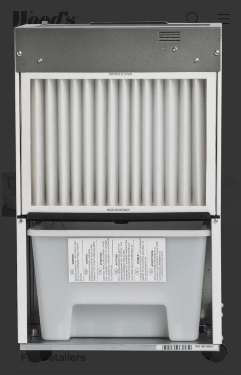 Máy hút ẩm kiêm máy sấy quần áo Woods LD44