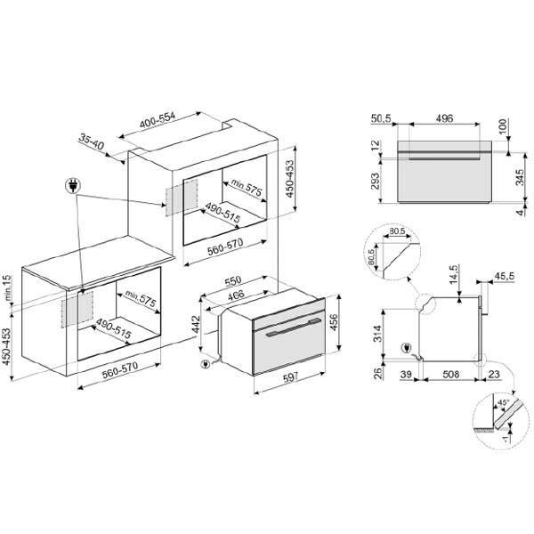 Lò nướng kết hợp lò vi sóng SMEG LINEA SF4104MCS