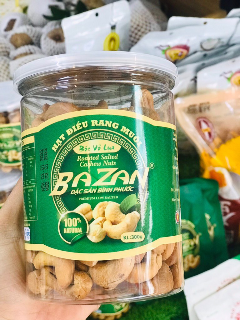 Hạt điều Bazan hộp 300g nắp nhôm bóc vỏ