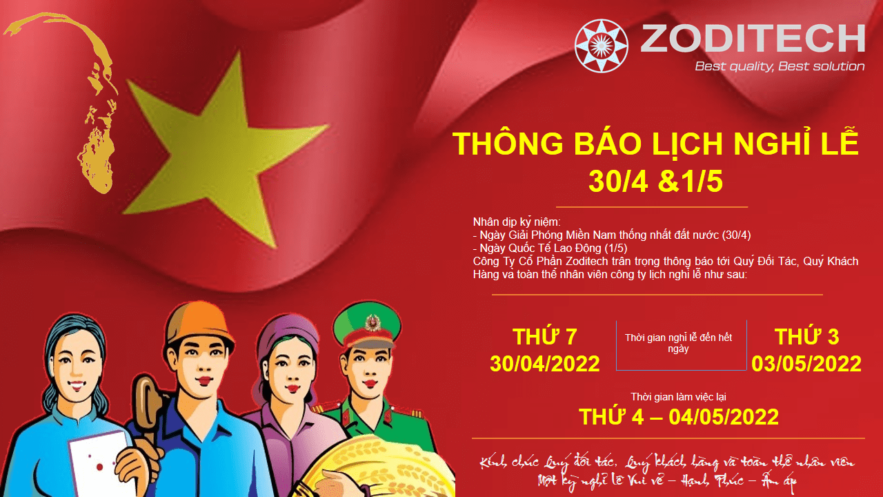 THÔNG BÁO LỊCH NGHỈ LỄ 30-4 & 1-5