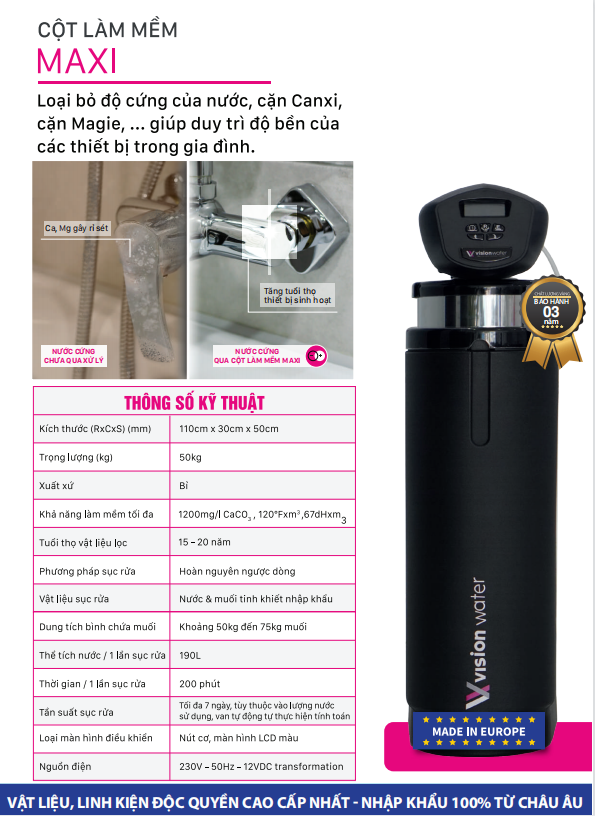 Cột làm mềm Maxi của hệ thống lọc tổng Vision Water WH06