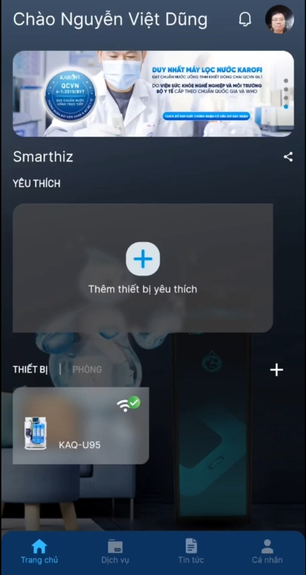 Thiết bị được thêm vào ứng dụng thành công