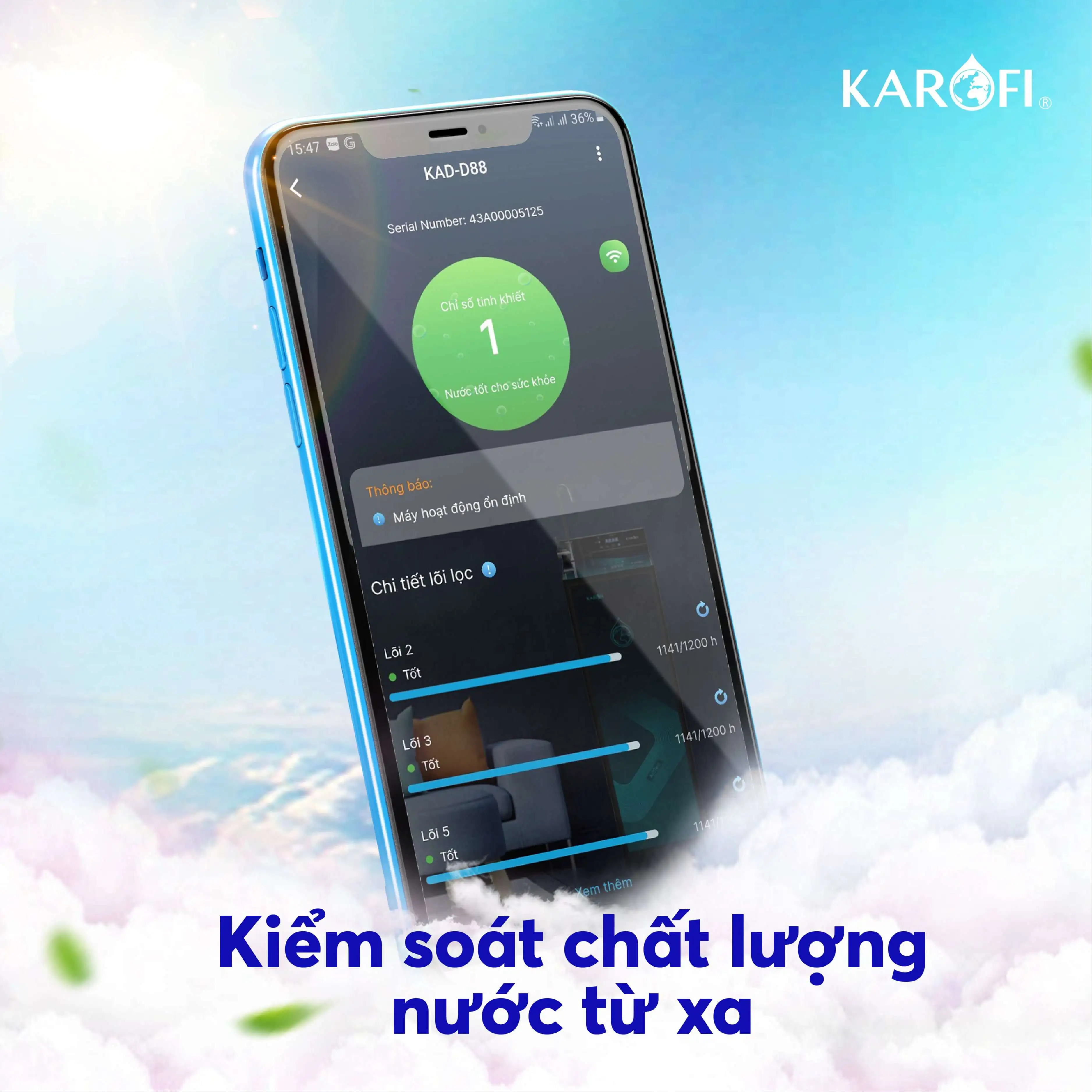 Quản lý thiết bị máy lọc nước bằng ứng dụng Karofi 365