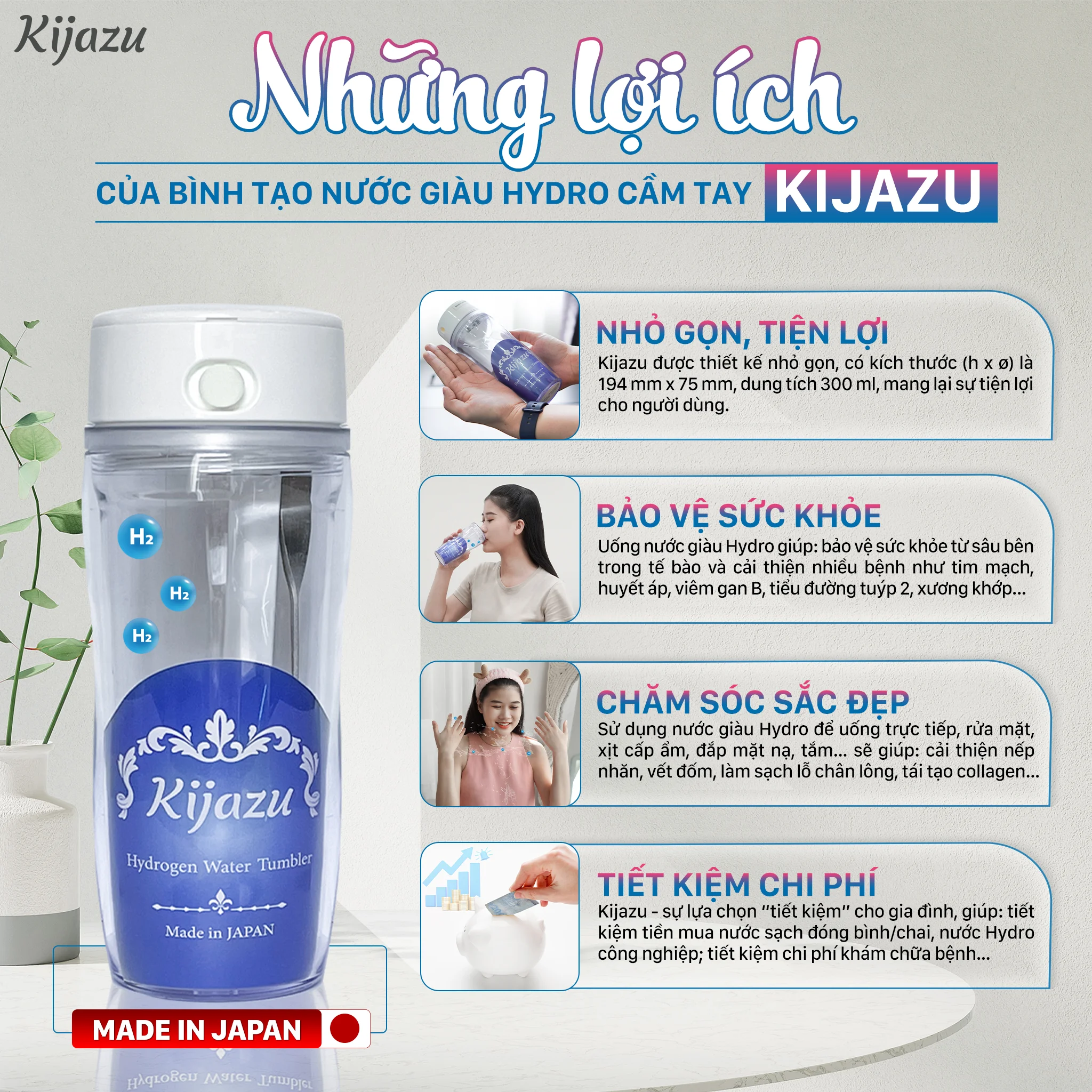 Giới thiệu về bình tạo nước Hydrogen Kijazu cầm tay