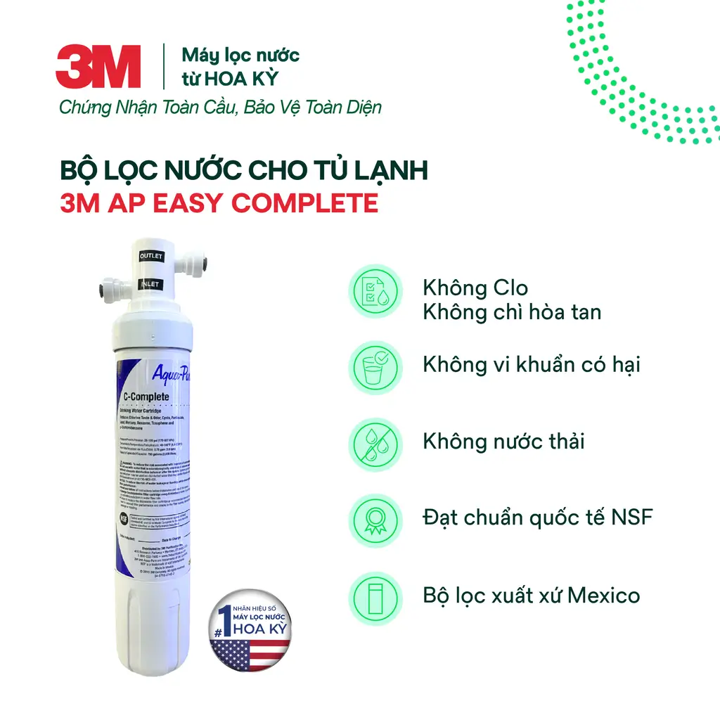 Tính năng nổi bật của thiết bị lọc nước cho tủ lạnh 3M AP Easy C-Complete