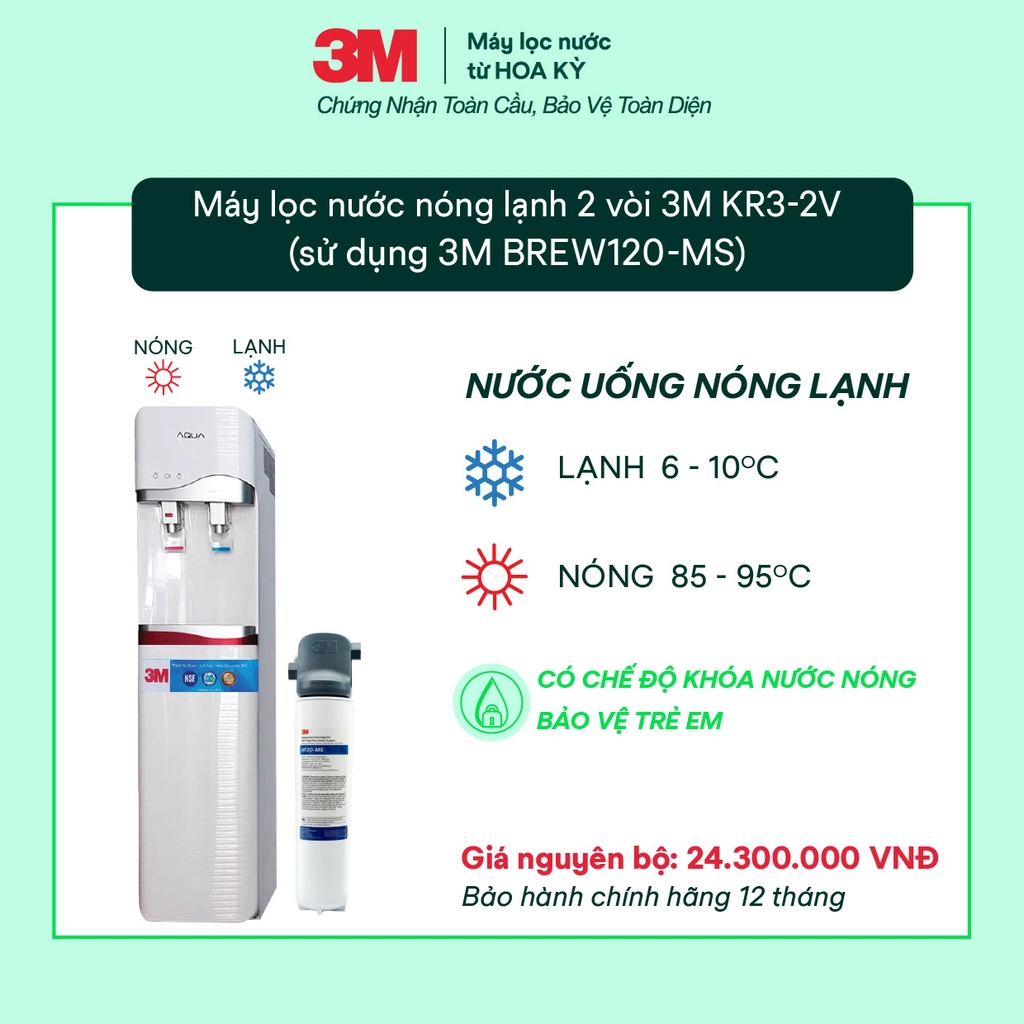 Tính năng nổi bật của cây lọc nước nóng lạnh 3M KR3-2V