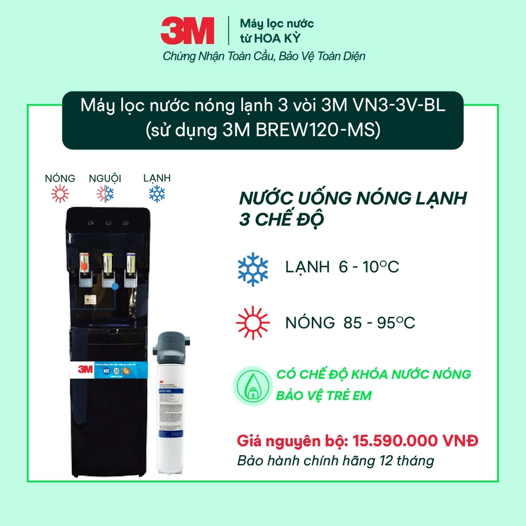 Tính năng nổi bật của cây lọc nước nóng lạnh 3M VN3-3V
