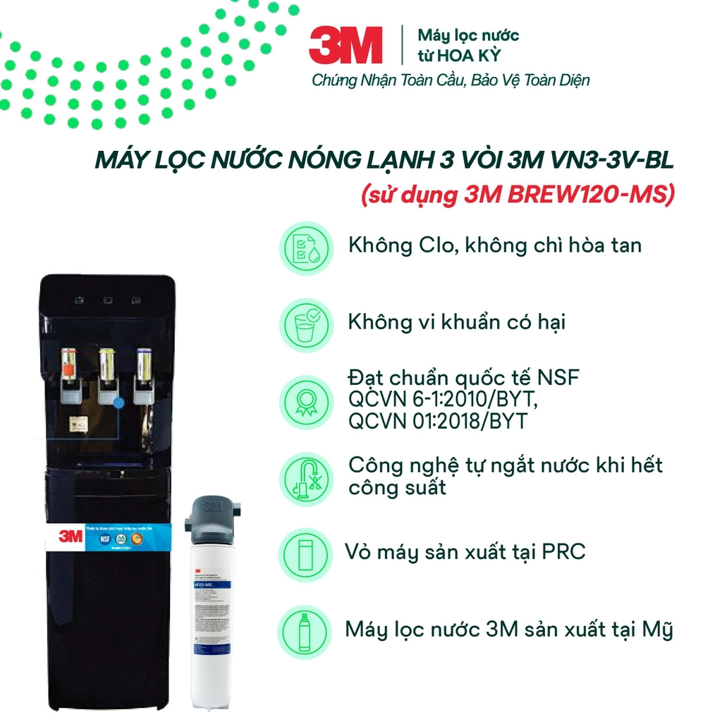 Cây lọc nước 3M VN3-3V với bộ lọc 3M BREW120-MS