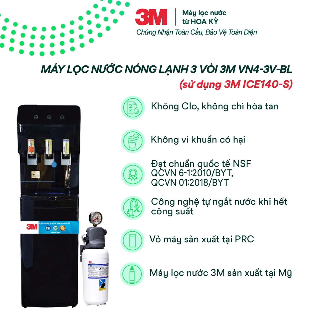 Tính năng nổi bật của cây lọc nước nóng lạnh 3M VN4-3V-BL
