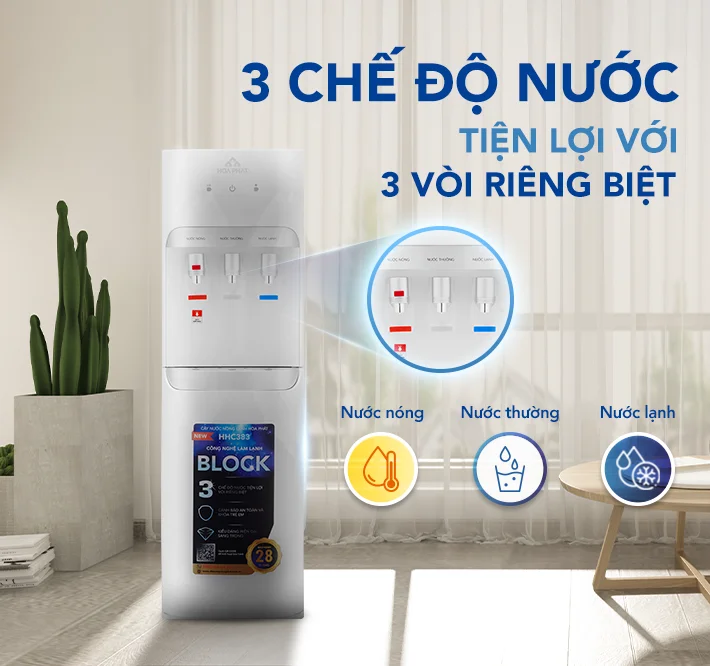 3 chế độ nước Nóng - Lạnh - Nguội
