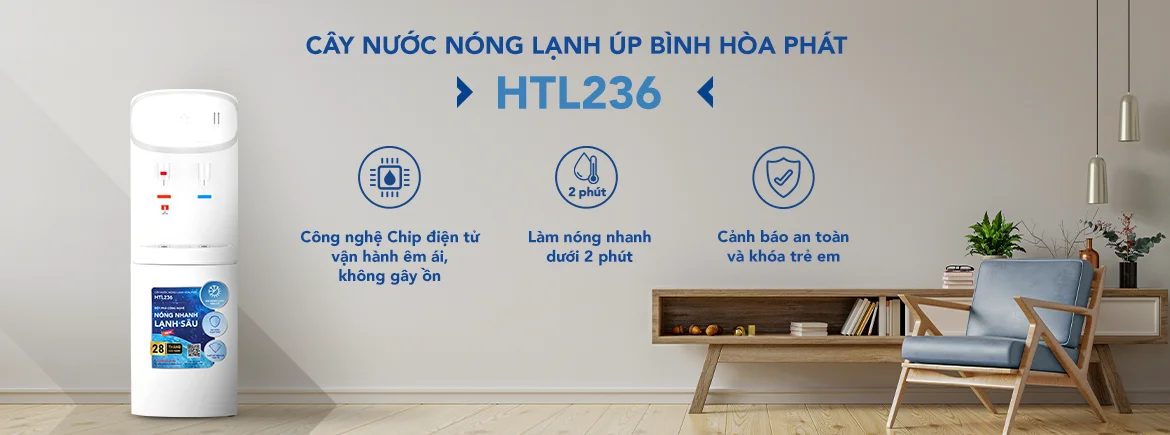 Tính năng nổi bật của cây nước nóng lạnh úp bình Hòa Phát HTL236
