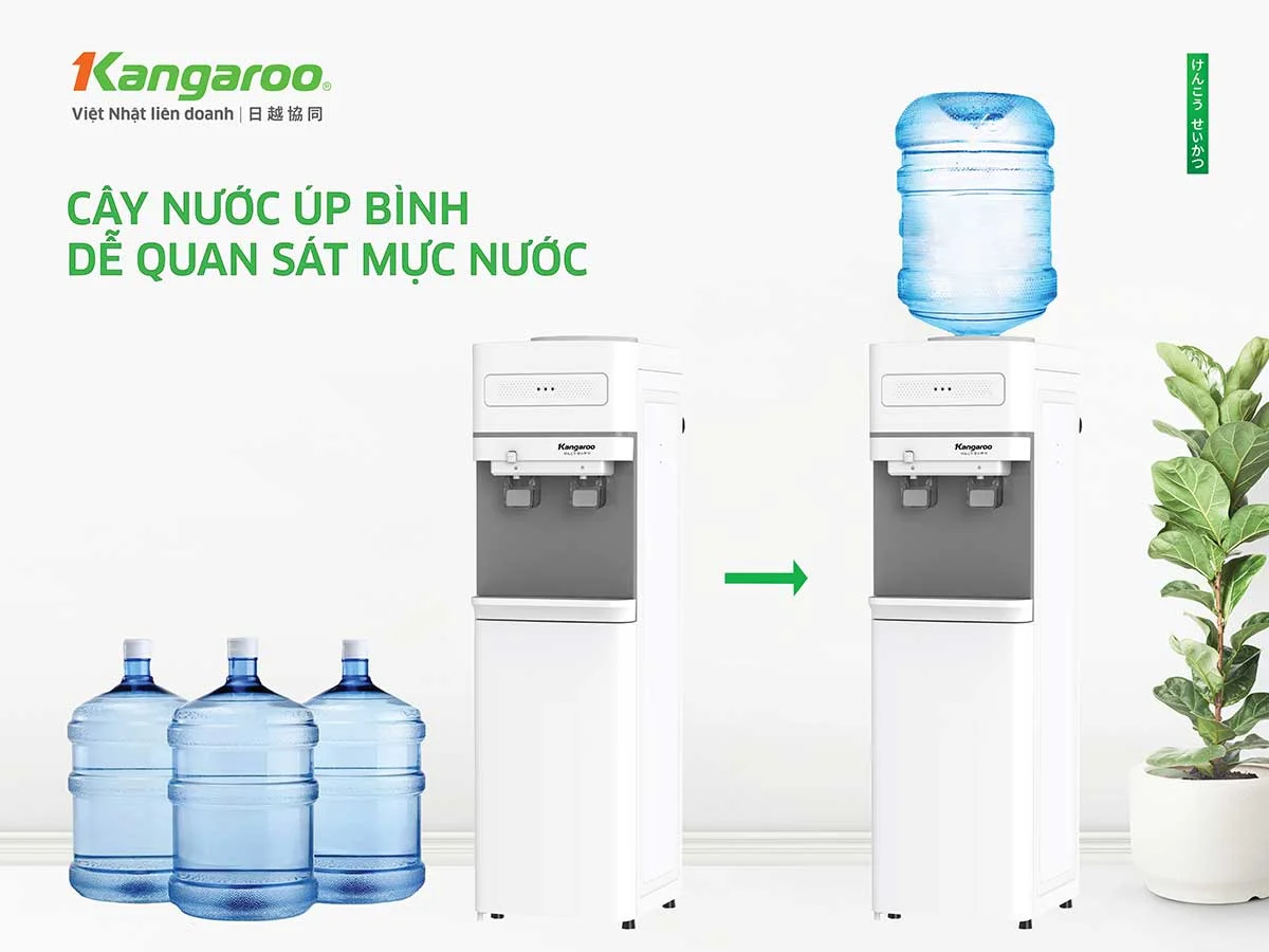 Thiết kế úp bình dễ dàng quan sát mực nước và thay bình kịp thời