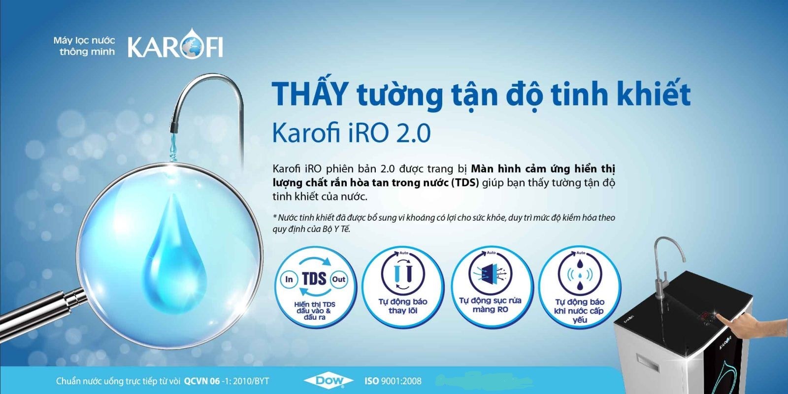 Chức năng tự động sục rửa màng RO trong Karofi 2.0