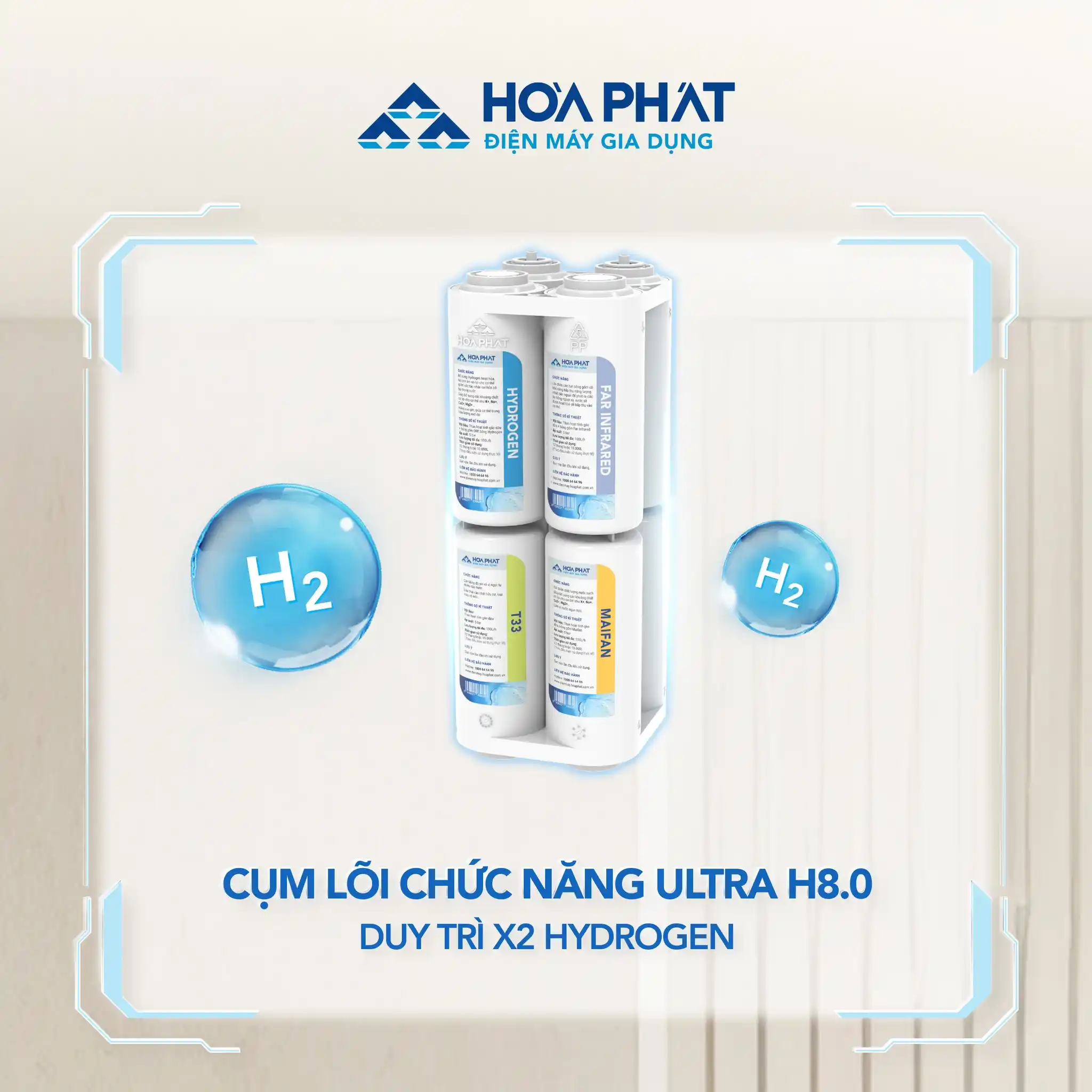 Cụm 8 lõi chức năng Ultra H8.0 đúc nối nhanh với 2 lõi Hydrogen