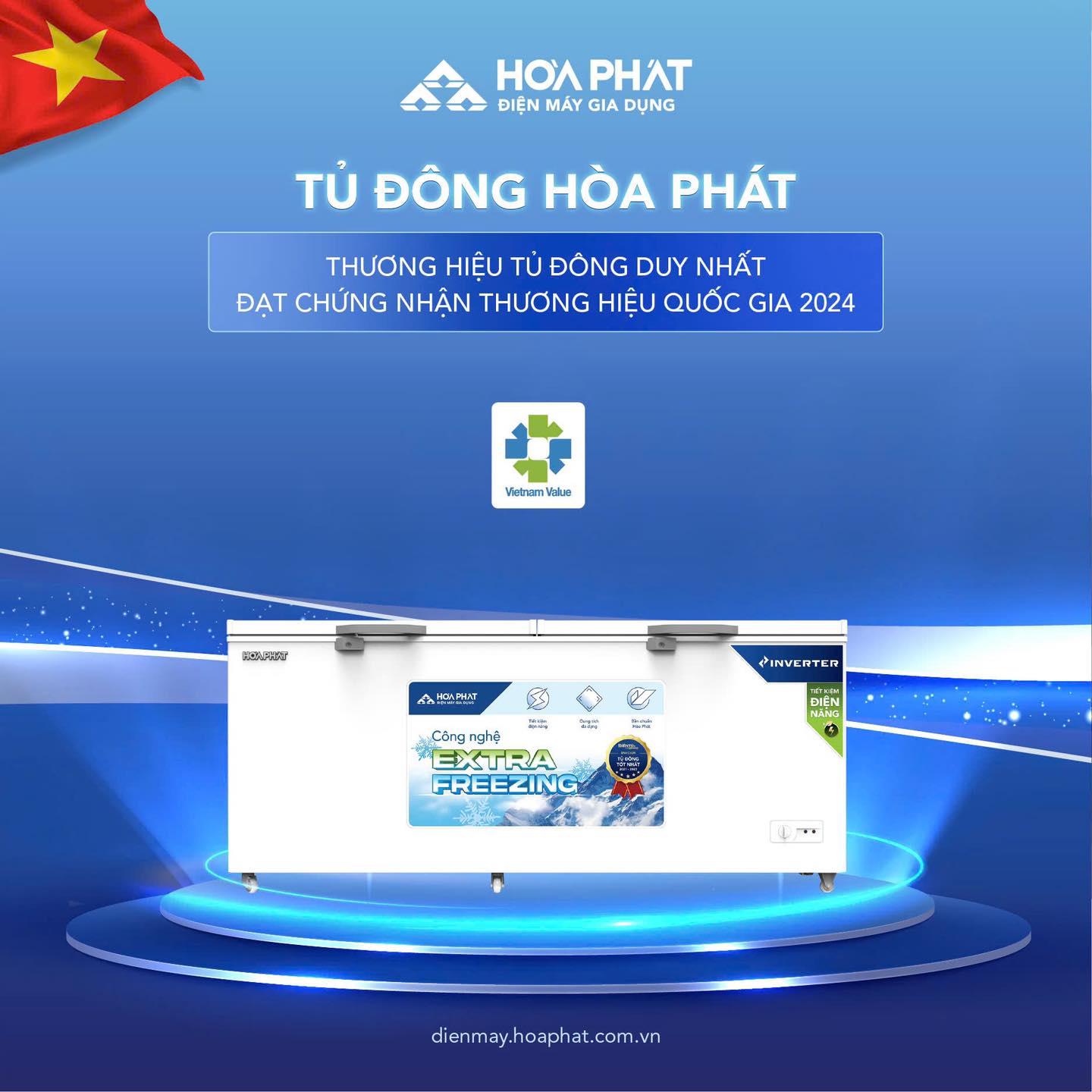 Tủ đông Hòa Phát chứng nhận Thương hiệu quốc gia 2024