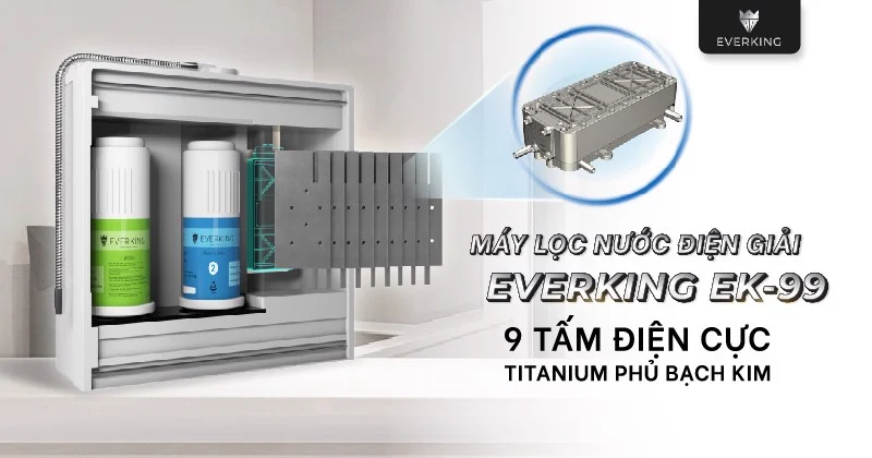 Bộ điện phân đến 9 tấm điện cực Titanium phủ Platinum