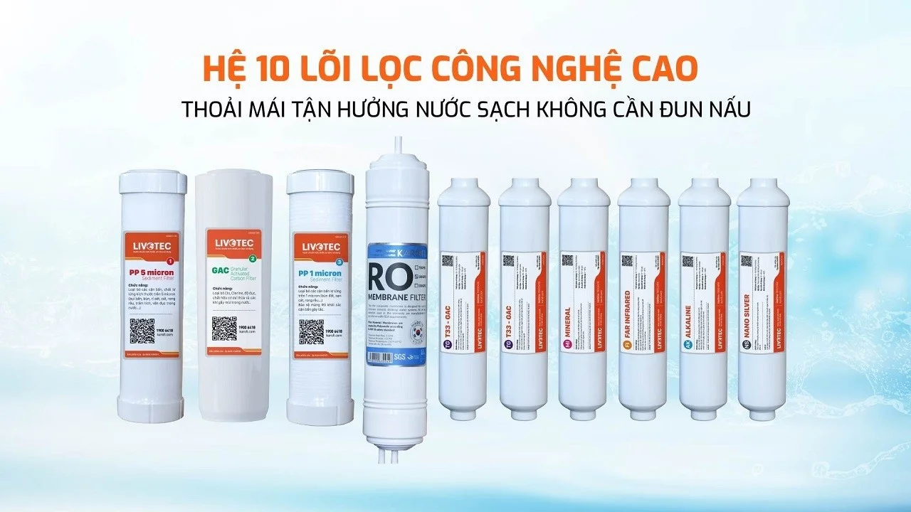 Hệ thống 10 lõi lọc mạnh mẽ