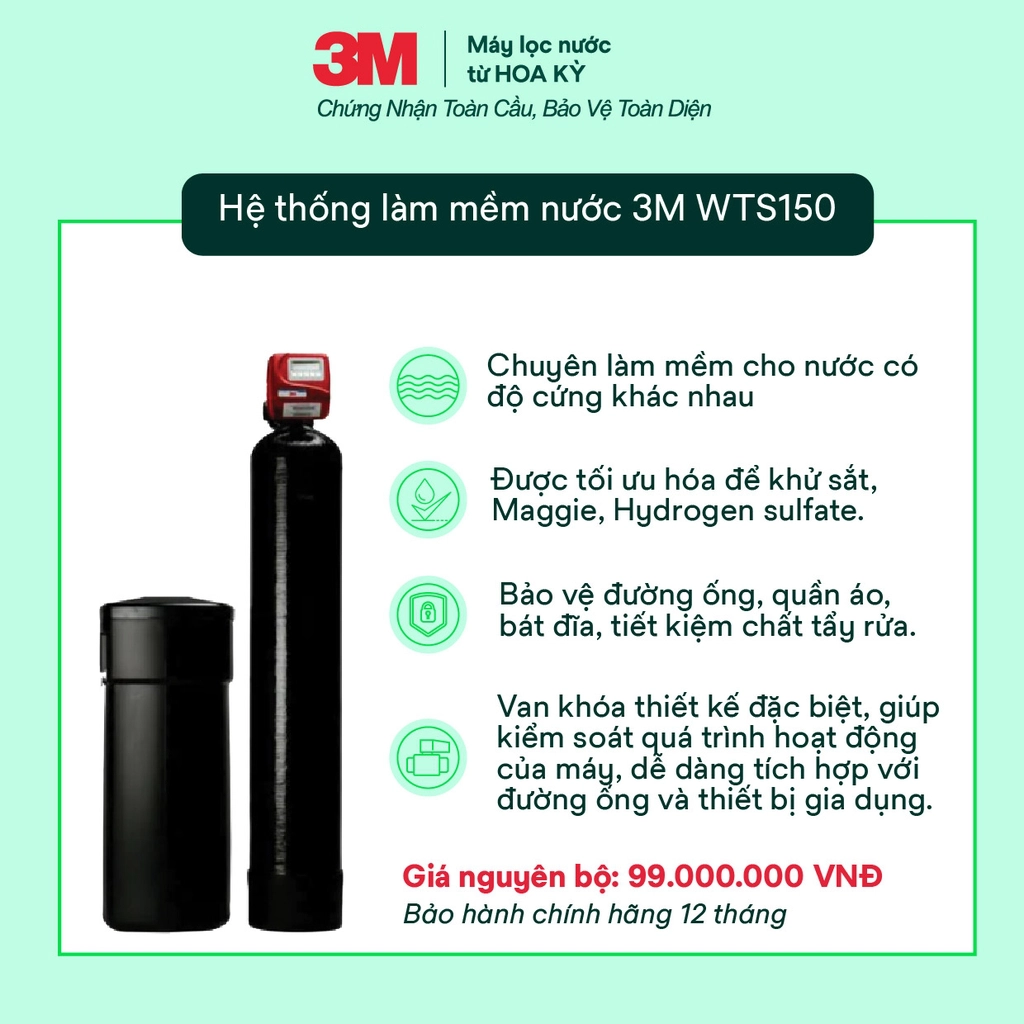 Tính năng nổi bật của hệ thống làm mềm nước 3M WTS150