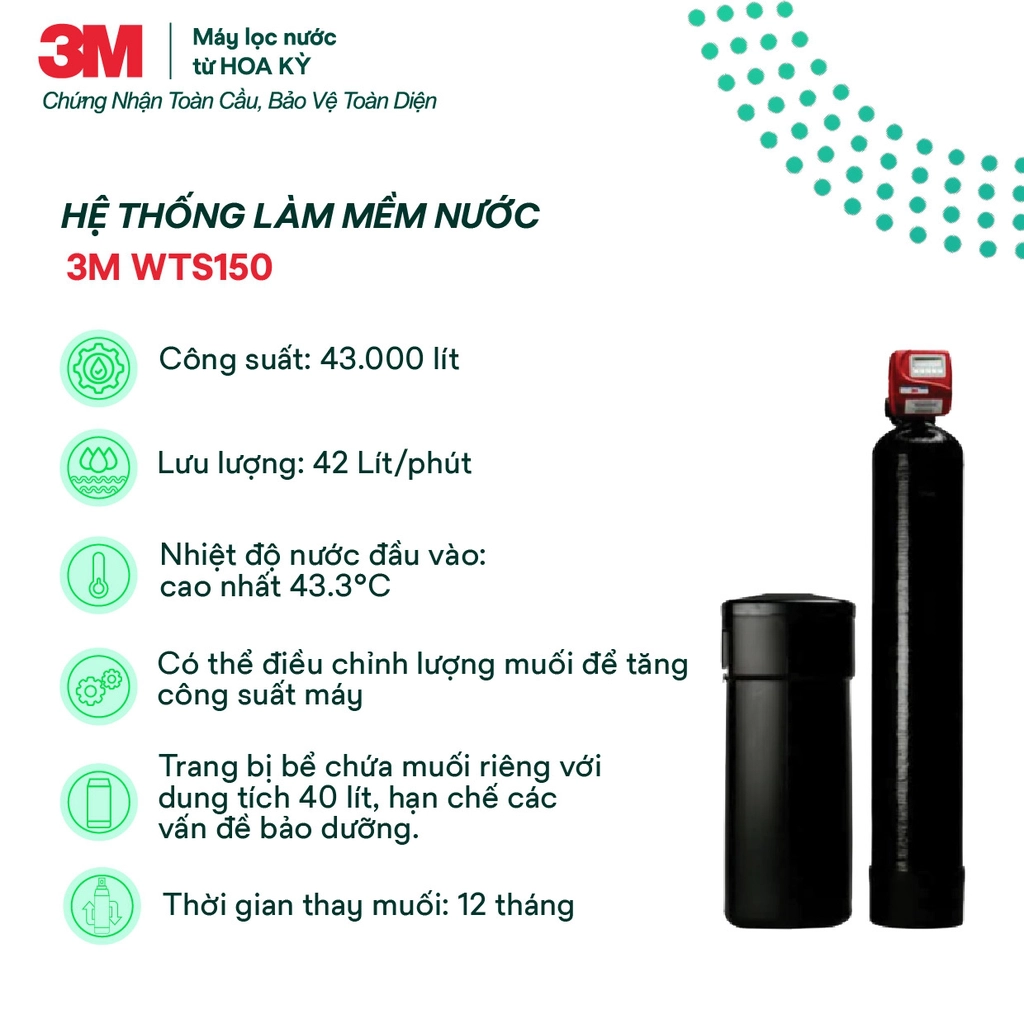 Tính năng nổi bật của hệ thống làm mềm nước 3M WTS150