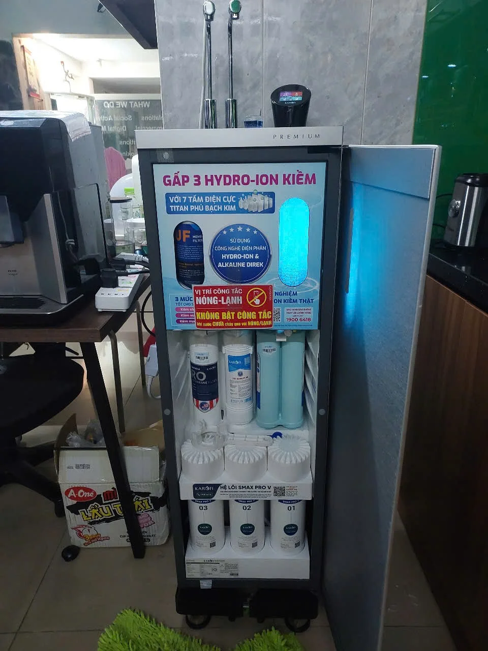 Hình lắp đặt máy lọc nước ION Kiềm Karofi KAE-S88 Promax