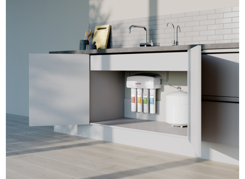 Hình minh họa trong không gian của máy lọc nước RO Stiebel Eltron Glacier