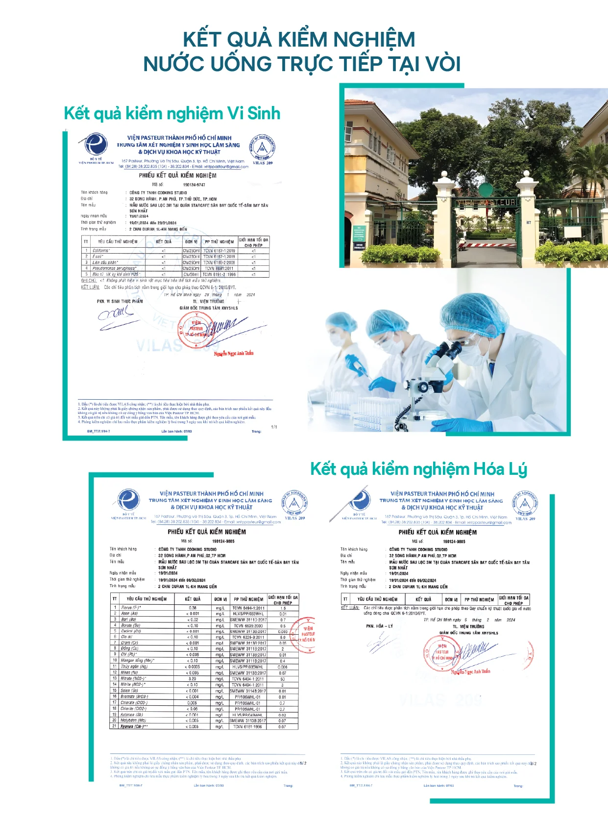 Kết quả kiểm nghiệm nước uống trực tiếp