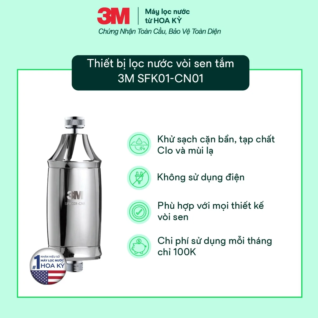 Tính năng nổi bật của thiết bị lọc sen tắm 3M SFKC01-CN1