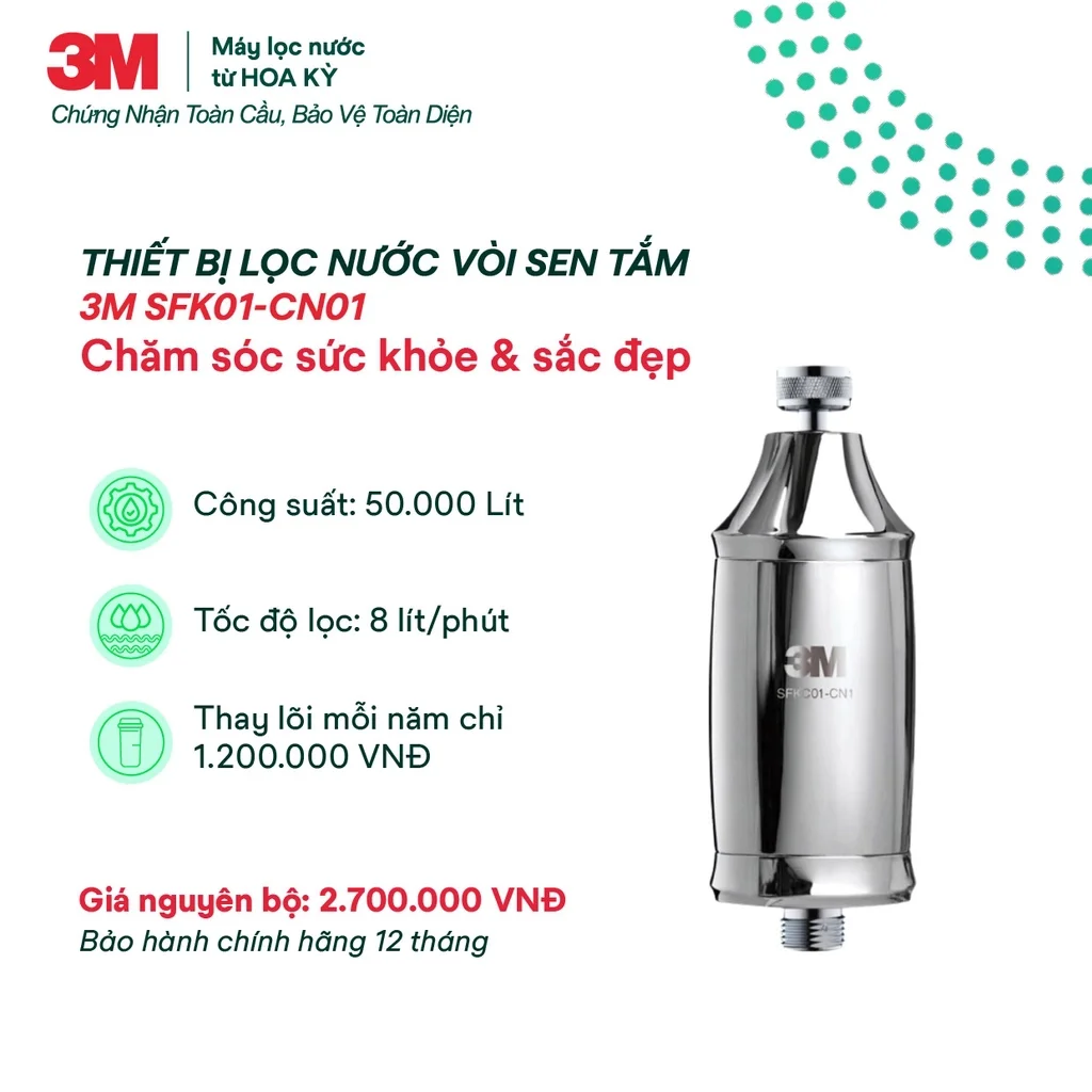 Tính năng nổi bật của thiết bị lọc sen tắm 3M SFKC01-CN1