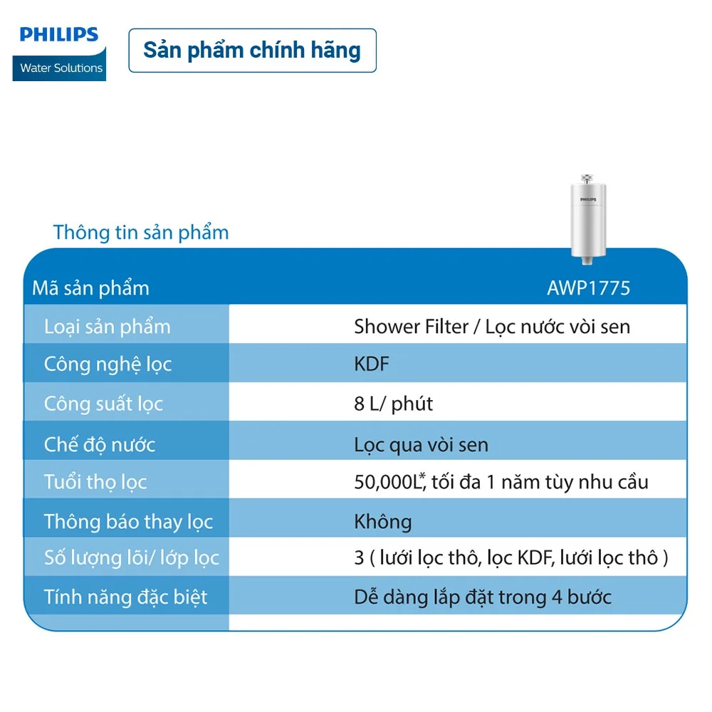 Tính năng nổi bật bộ lọc sen tắm Philips AWP1775/74