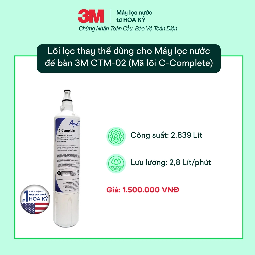 Lõi thay thế cho máy lọc nước 3M CTM-02